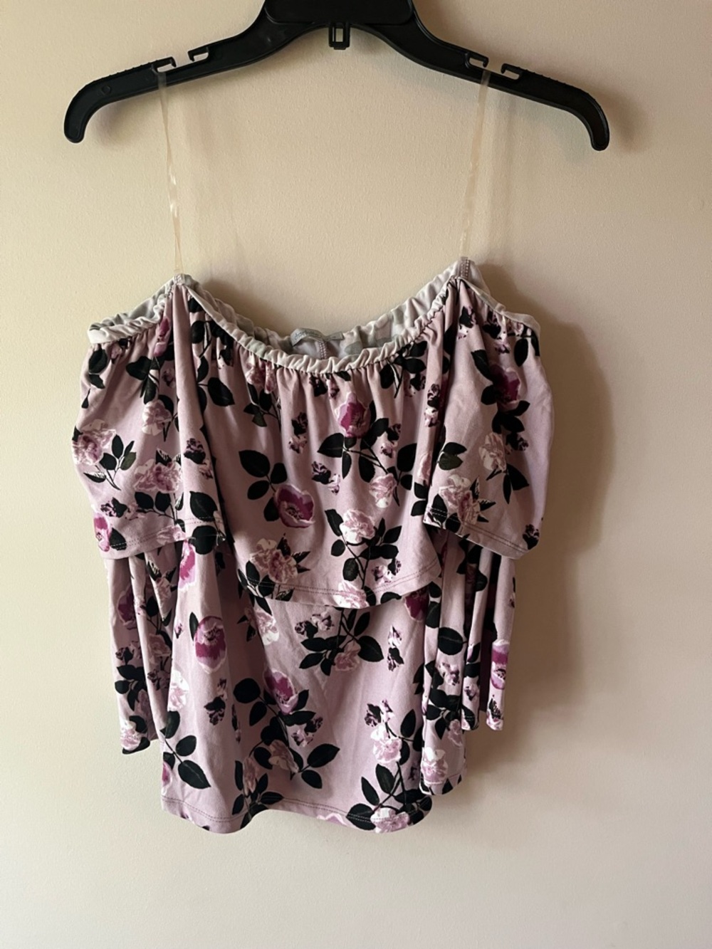 Charlotte Russe Lavender Floral Off-Shoulder Blouse